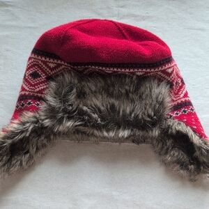 Janie and Jack Red and Brown Kids Hat